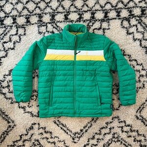 IZOD Men's Classic Puffer Jacket Green & Yellow Shell Quilted XL